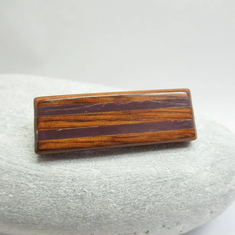 Wood Inlay Brooch